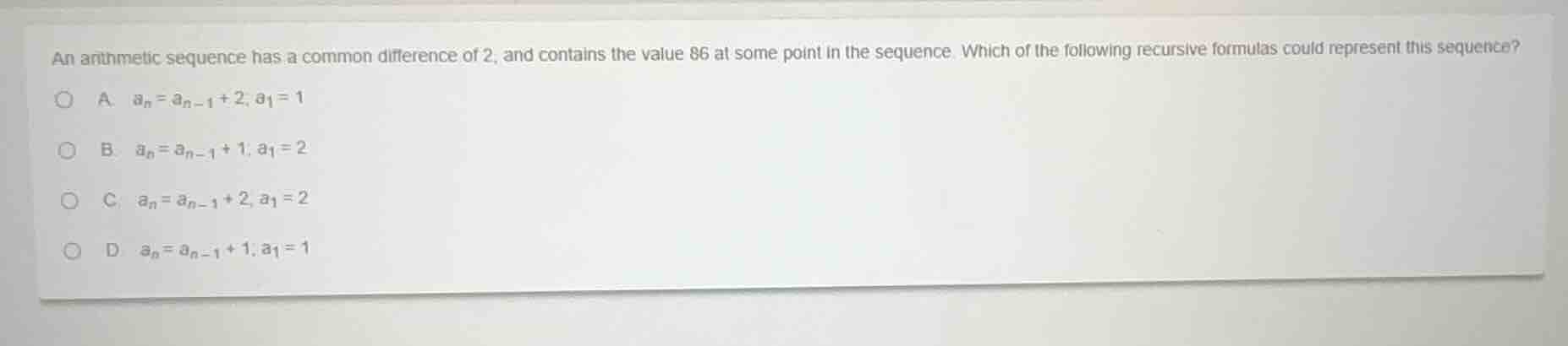 an arithmetic sequence has a common difference of 2, and contains the v…