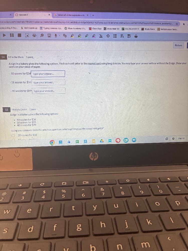 14 fill in the blank 1 point a sign in a bakery gives the following opt…