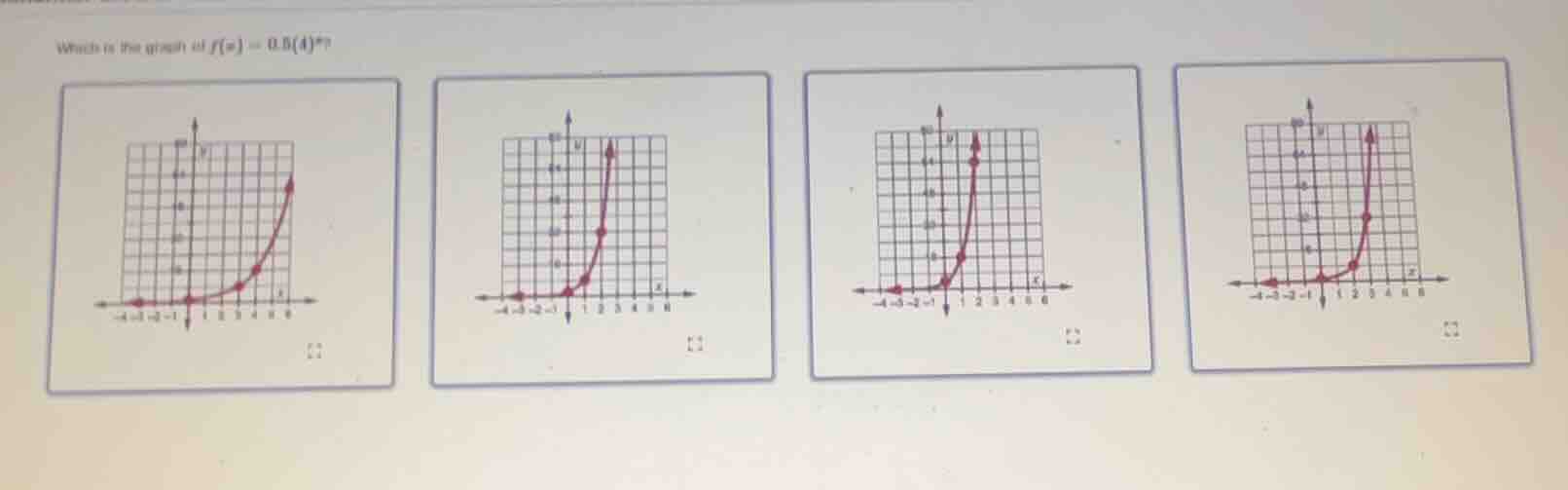 which is the graph of $f(x)=0.5(4)^x$?