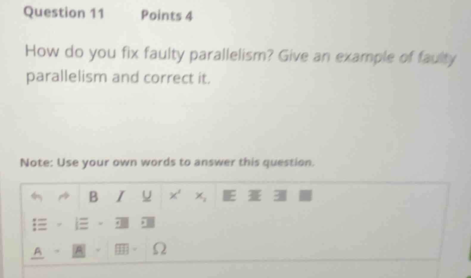 question 11 points 4 how do you fix faulty parallelism? give an example…