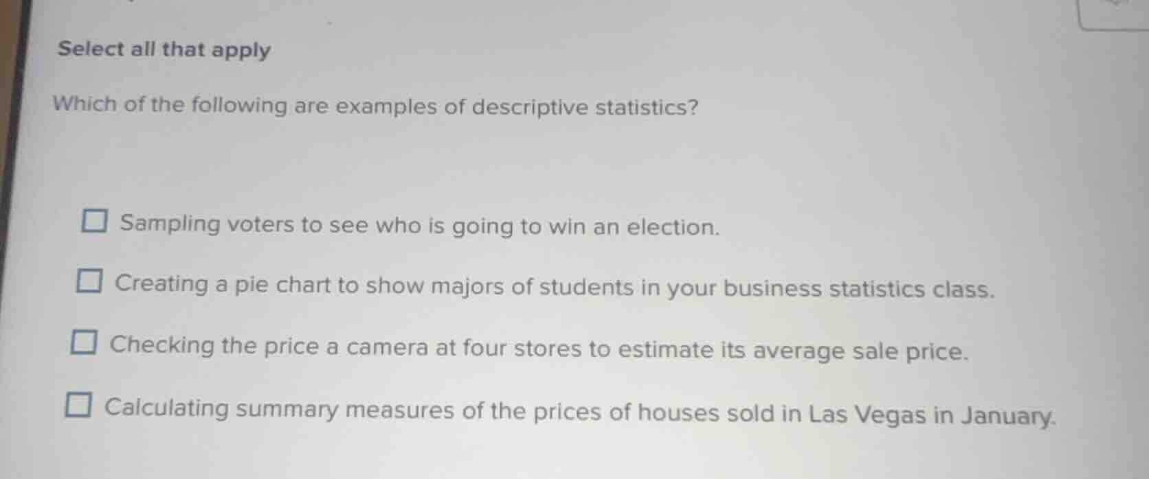 select all that apply which of the following are examples of descriptiv…