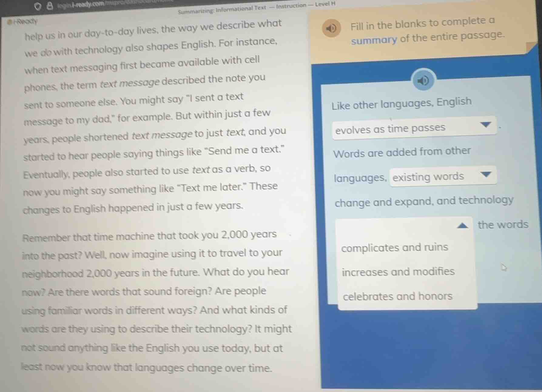summarizing: informational text — instruction — level hi-readyhelp us i…