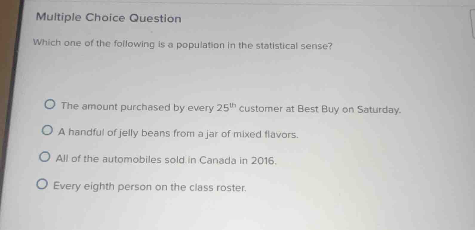 multiple choice question which one of the following is a population in …