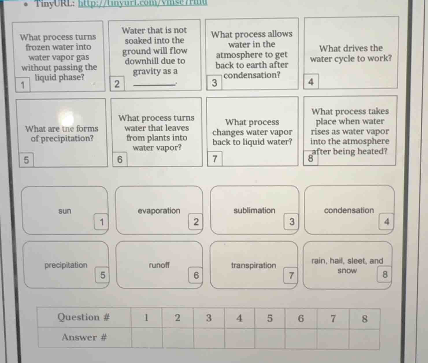 tinyurl: http://tinyurl.com/vmse7rmu 1 what process turns frozen water …