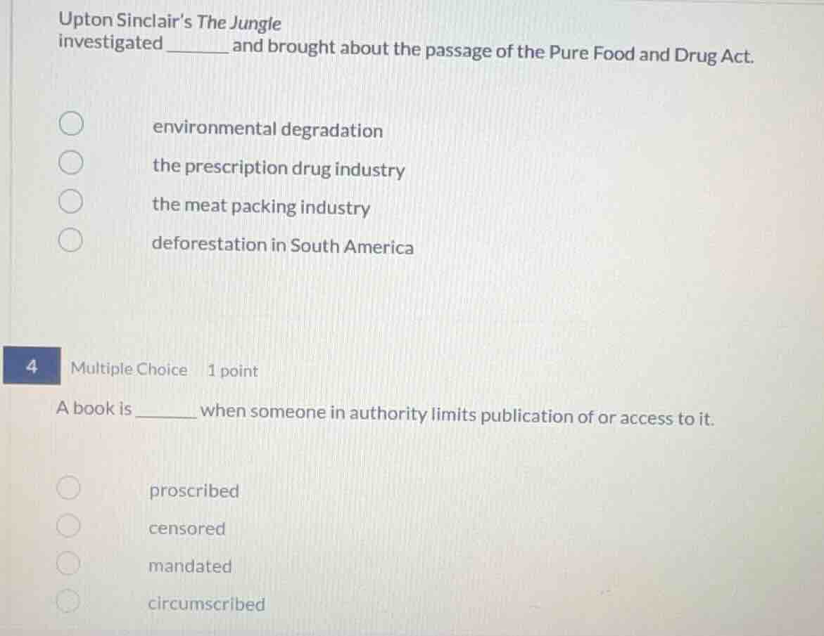 upton sinclairs the jungleinvestigated ______ and brought about the pas…