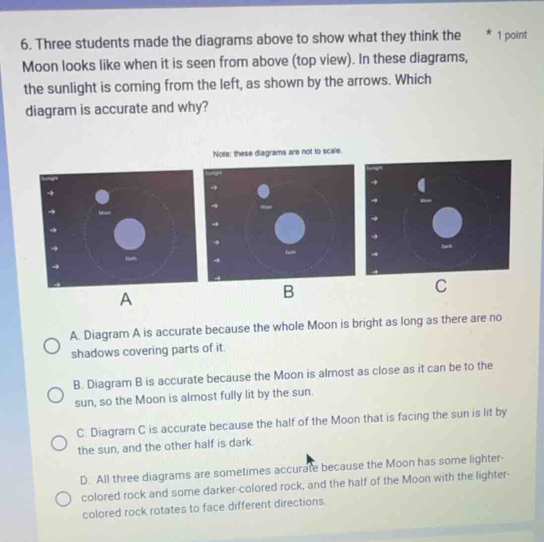 6. three students made the diagrams above to show what they think the m…