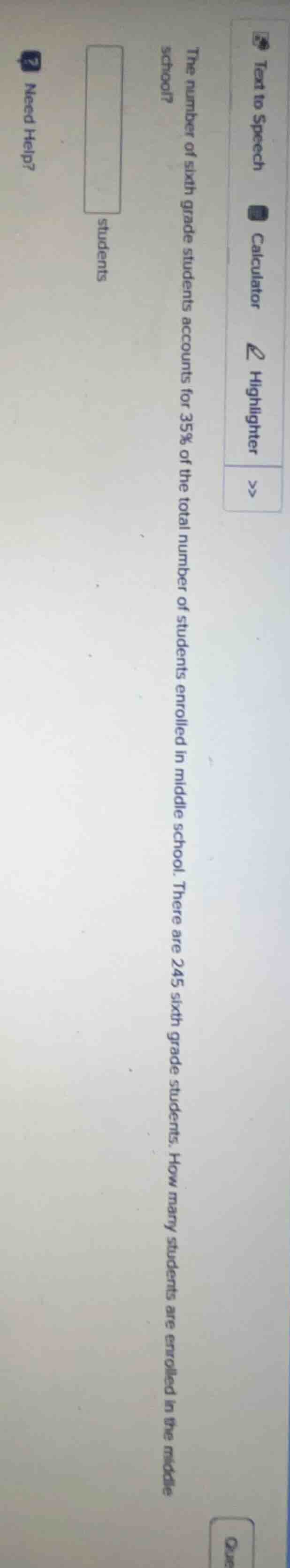 the number of sixth grade students accounts for 35% of the total number…