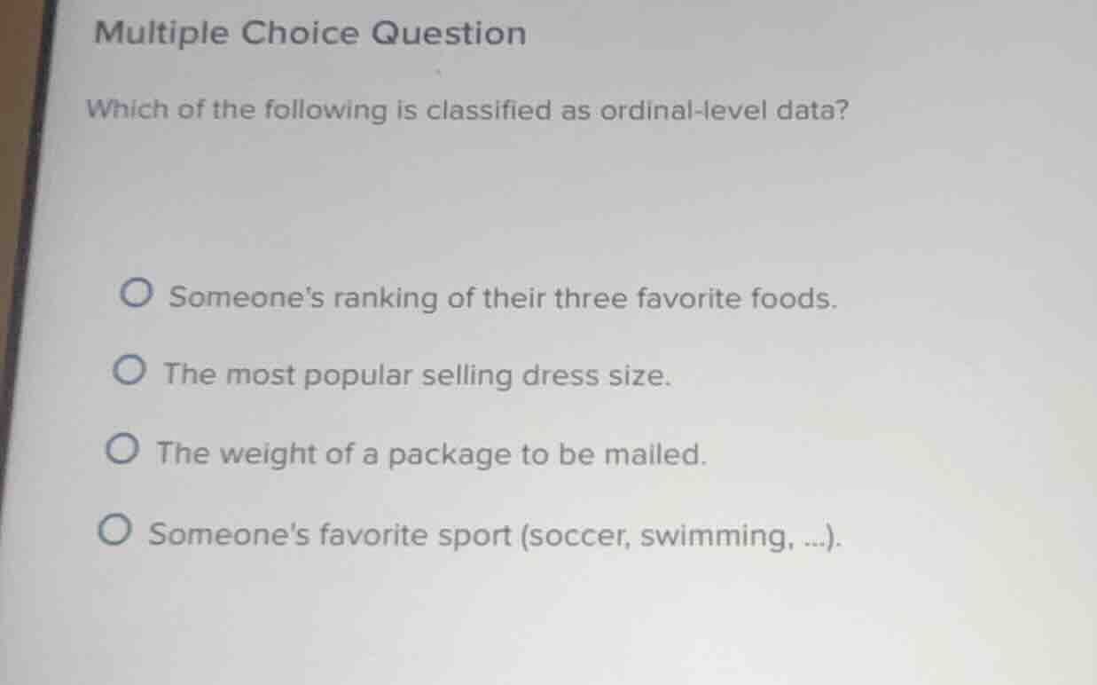 multiple choice question which of the following is classified as ordina…