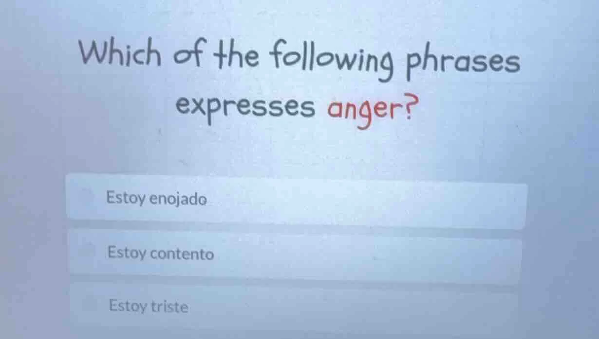 which of the following phrases expresses anger? estoy enojado estoy con…