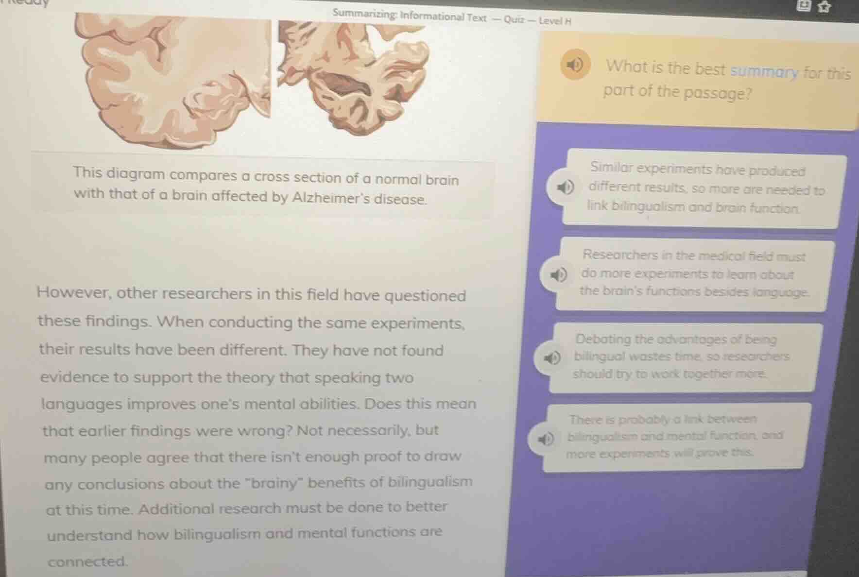summarizing: informational text — quiz — level h this diagram compares …