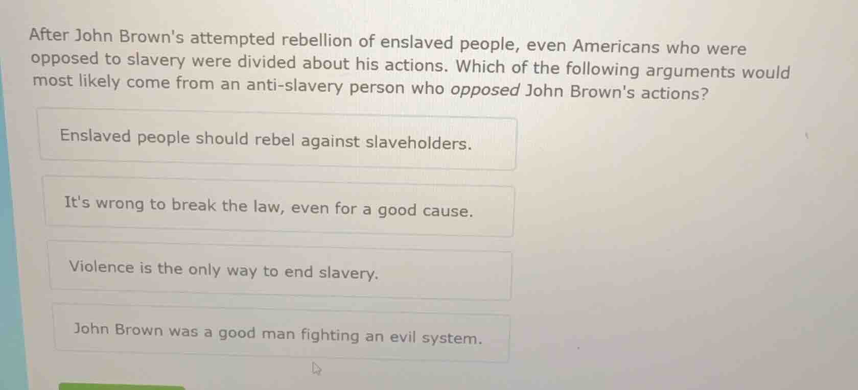 after john browns attempted rebellion of enslaved people, even american…