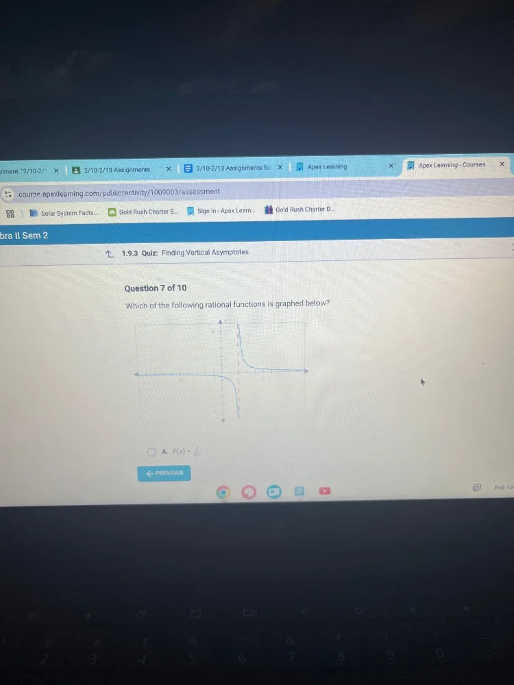 bra ii sem 2 1.9.3 quiz: finding vertical asymptotes question 7 of 10 w…