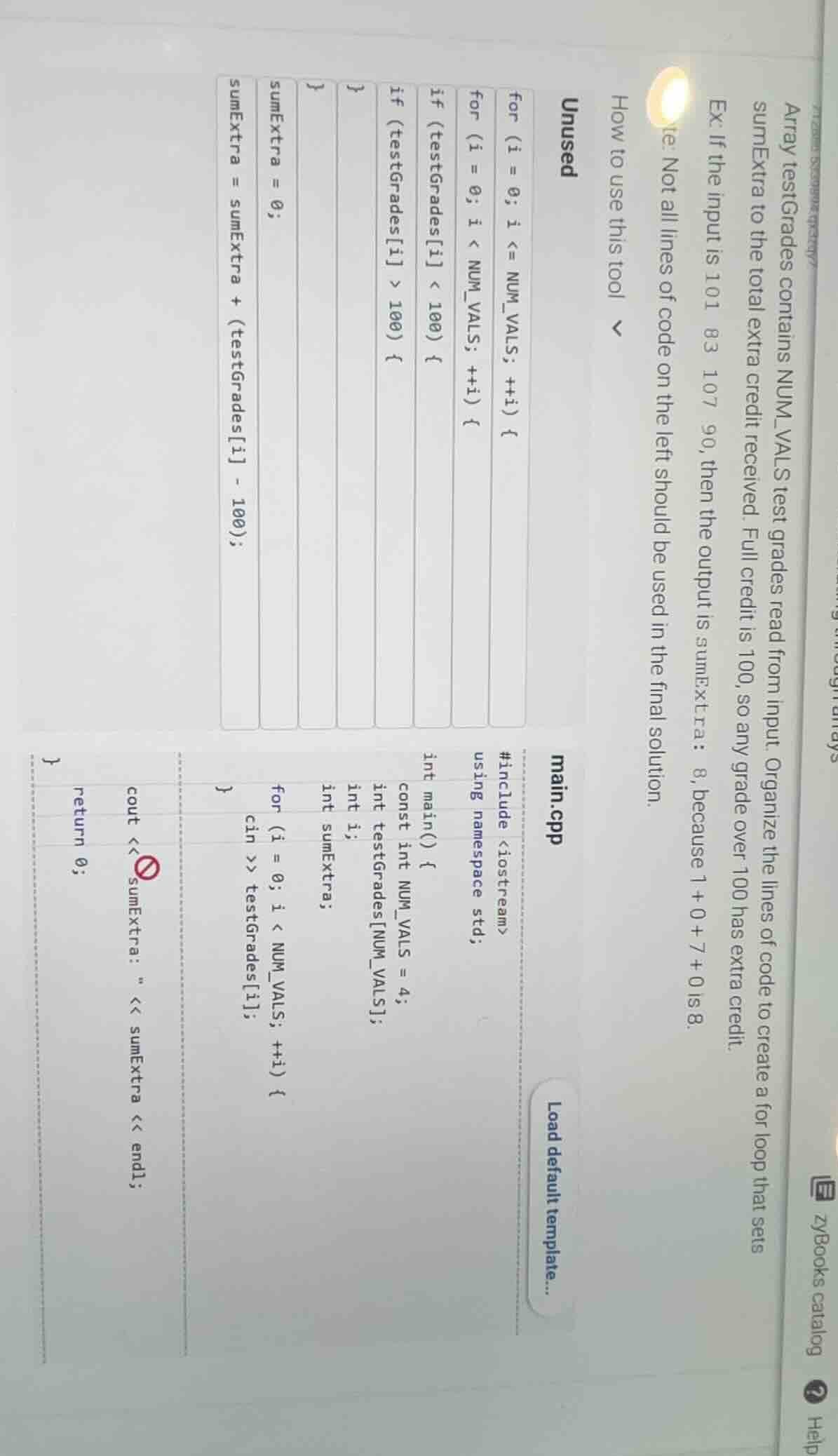 array testgrades contains num_vals test grades read from input. organiz…