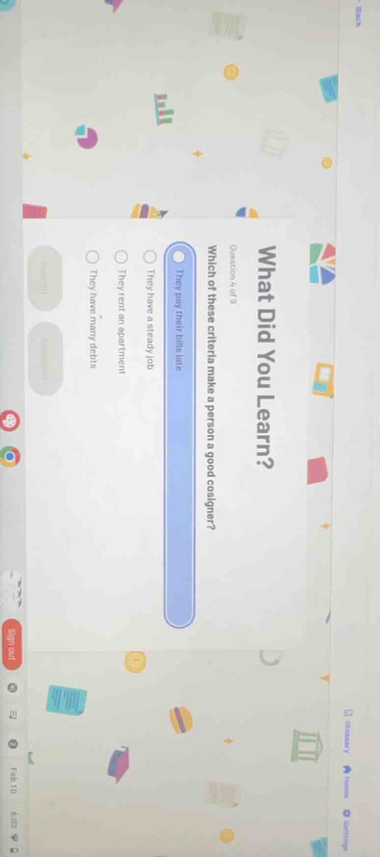 what did you learn? question 4 of 8 which of these criteria make a pers…