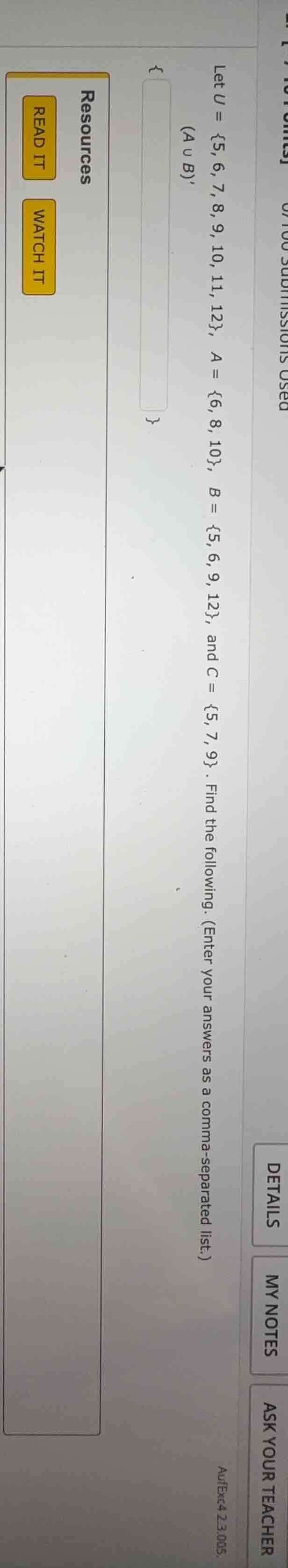 let $u = \\{5, 6, 7, 8, 9, 10, 11, 12\\}$, $a = \\{6, 8, 10\\}$, $b = \…