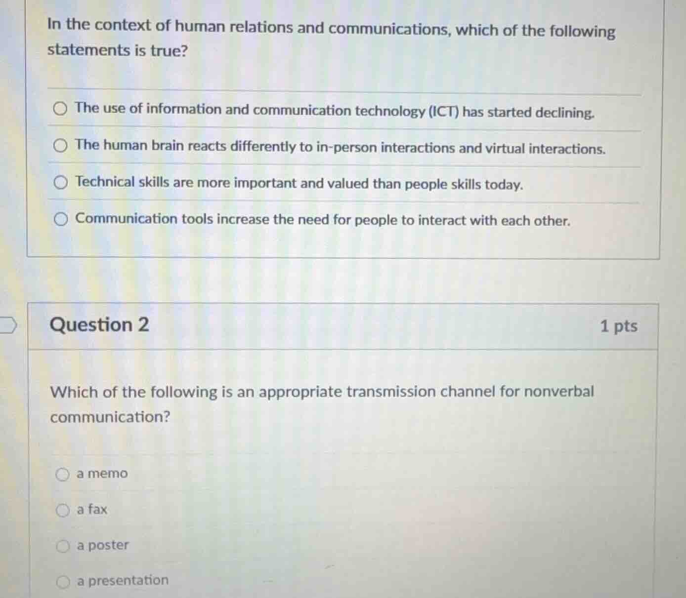 in the context of human relations and communications, which of the foll…