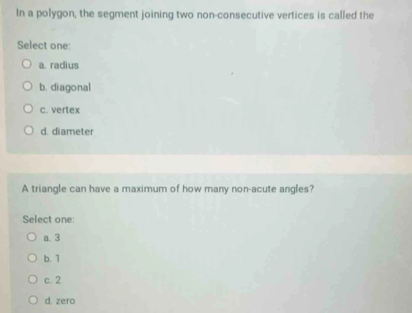 in a polygon, the segment joining two non-consecutive vertices is calle…