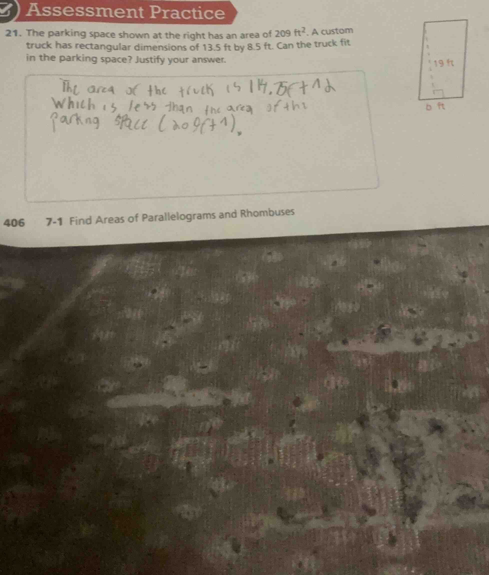 assessment practice 21. the parking space shown at the right has an are…