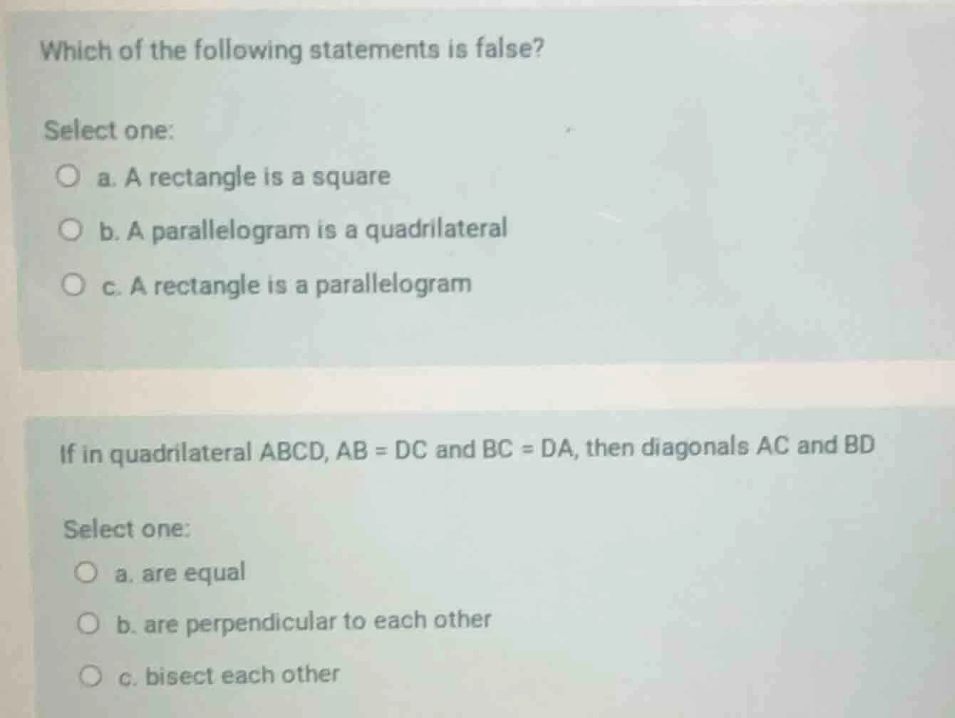 which of the following statements is false? select one: a. a rectangle …