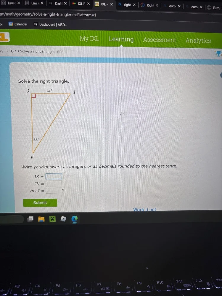 solve the right triangle. write your answers as integers or as decimals…