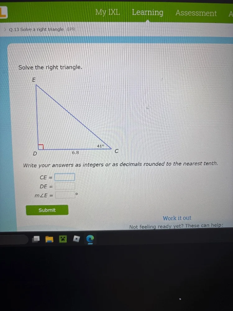 q.13 solve a right triangle. gpr solve the right triangle. write your a…