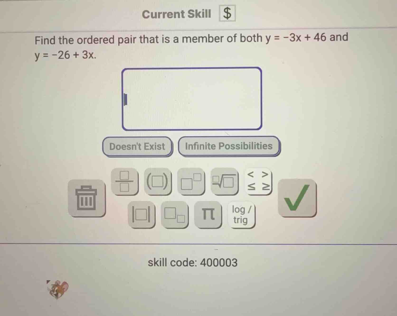 current skill $find the ordered pair that is a member of both $y = -3x …