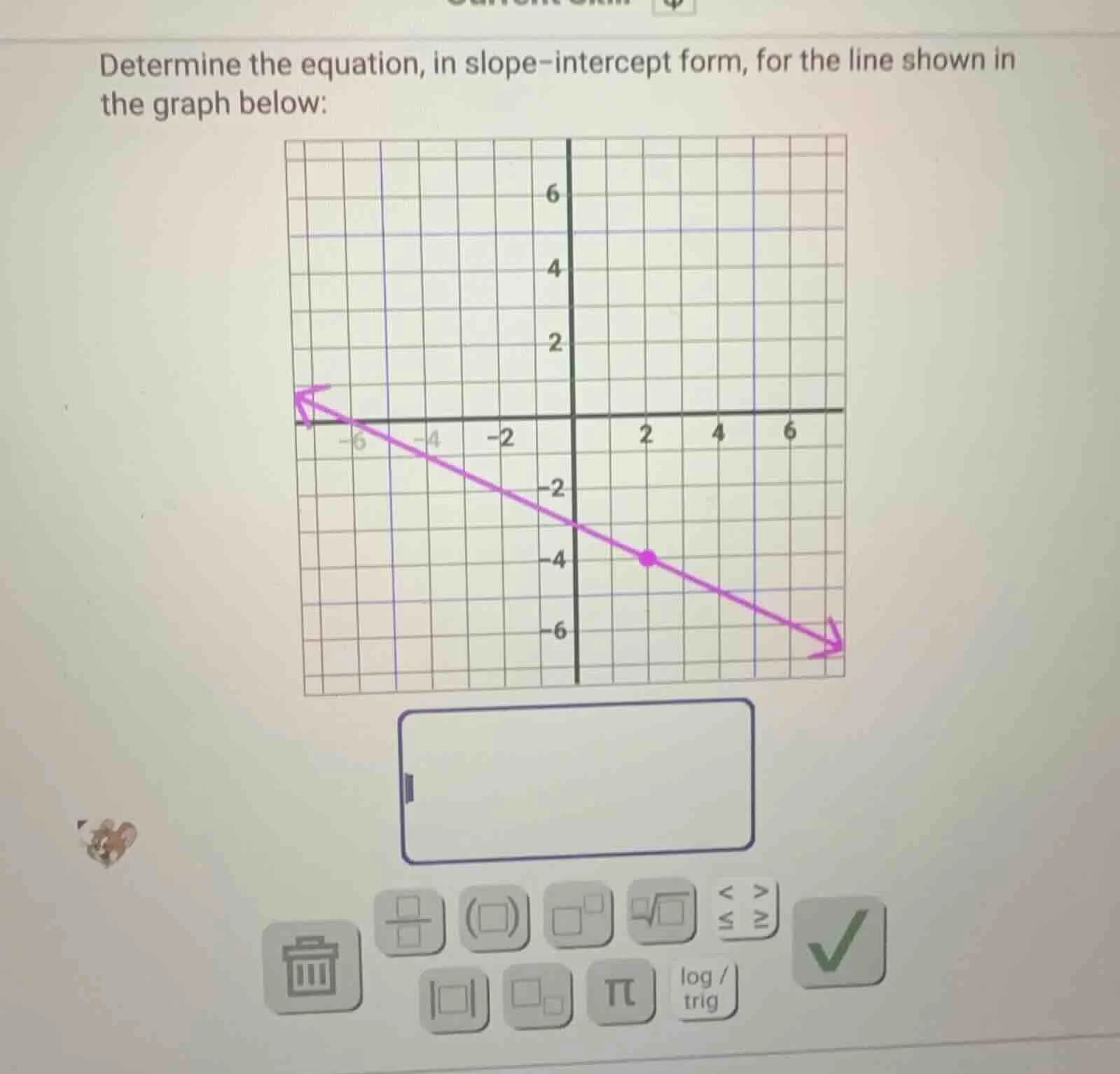 determine the equation, in slope-intercept form, for the line shown in …