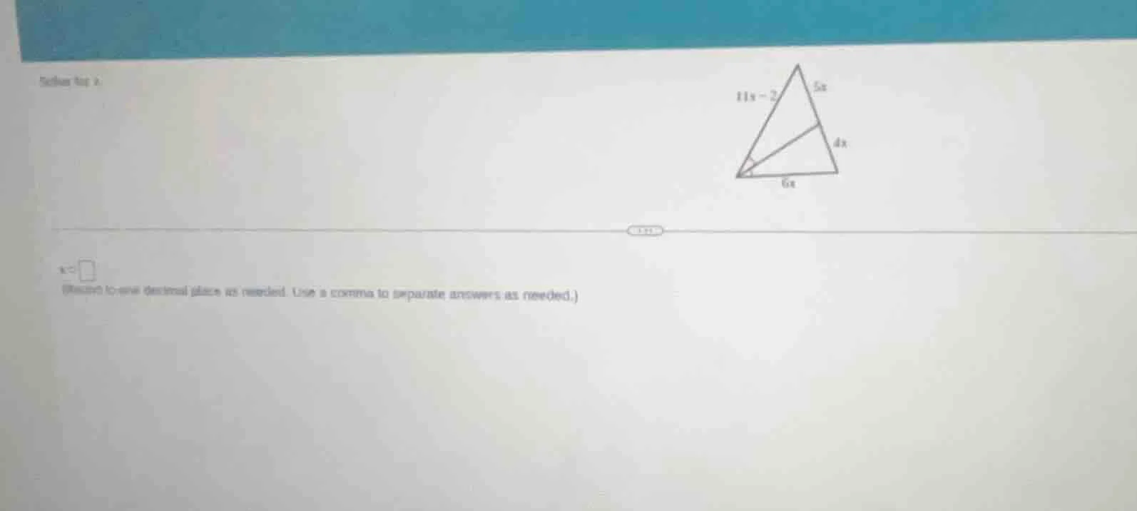 solve for x. $x=\\square$ (round to one decimal place as needed. use a …