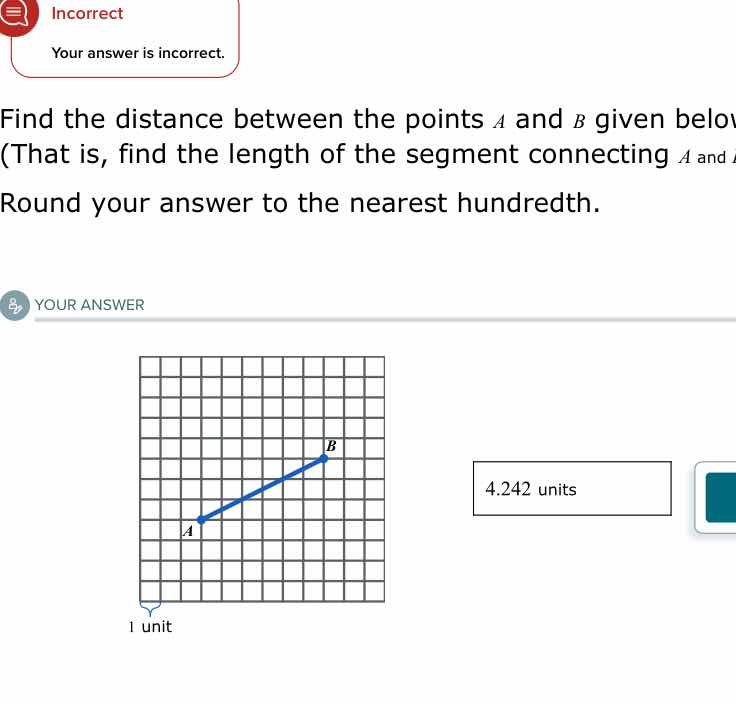 incorrect your answer is incorrect. find the distance between the point…