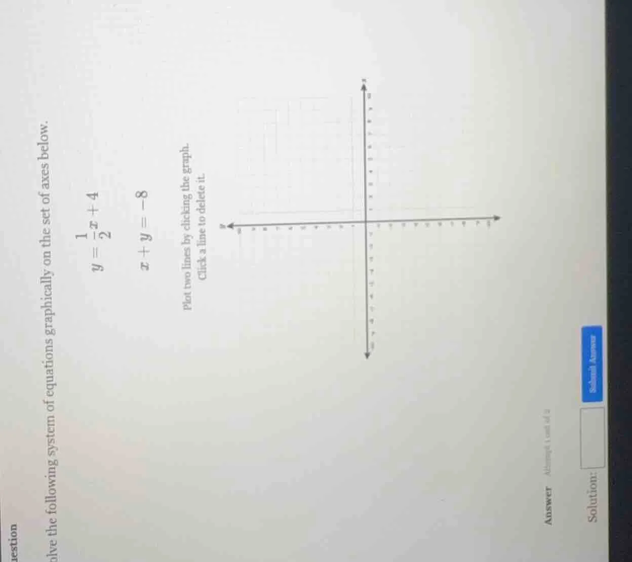 question solve the following system of equations graphically on the set…
