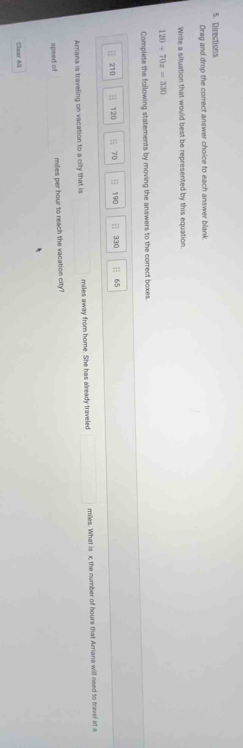 5. directions drag and drop the correct answer choice to each answer bl…
