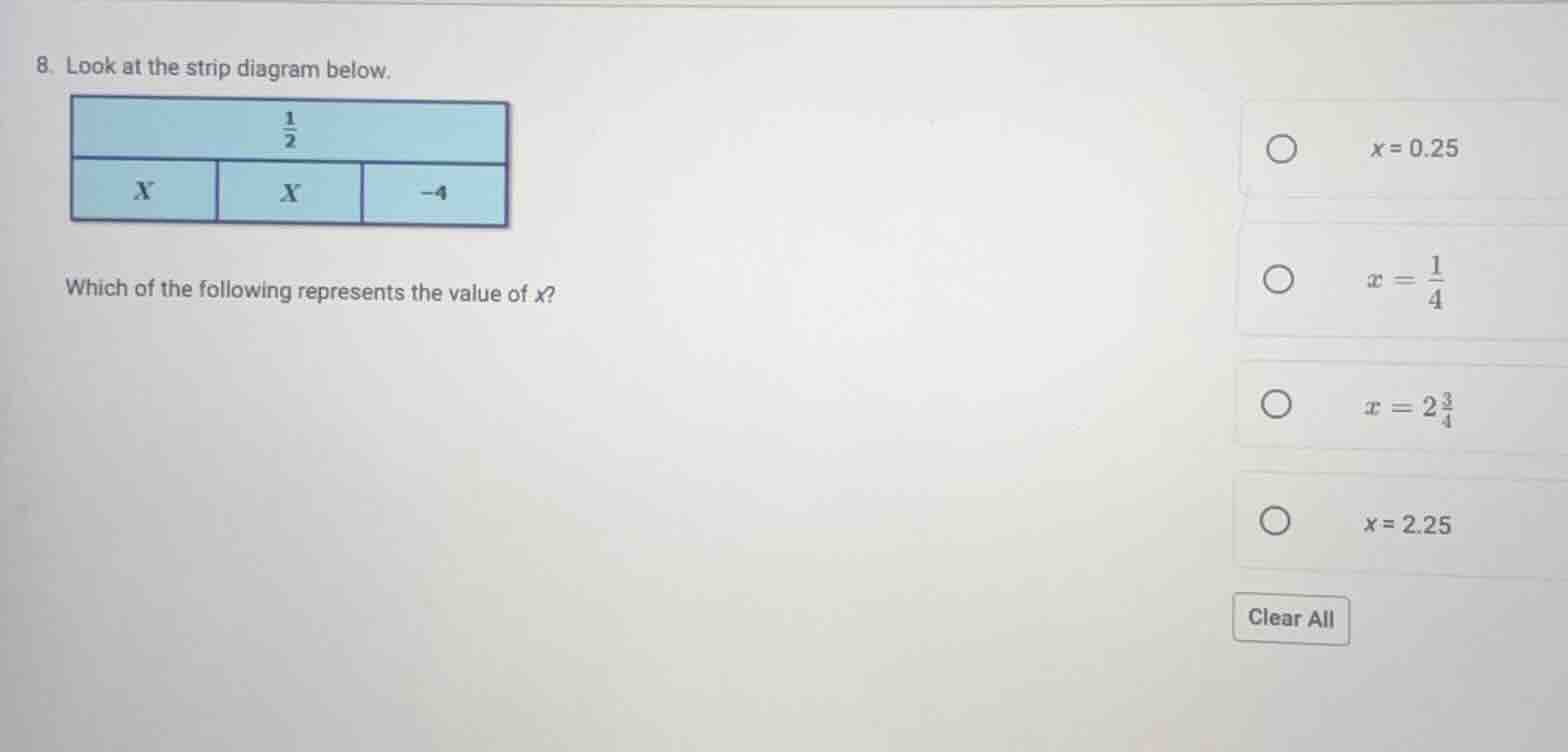 8. look at the strip diagram below.which of the following represents th…
