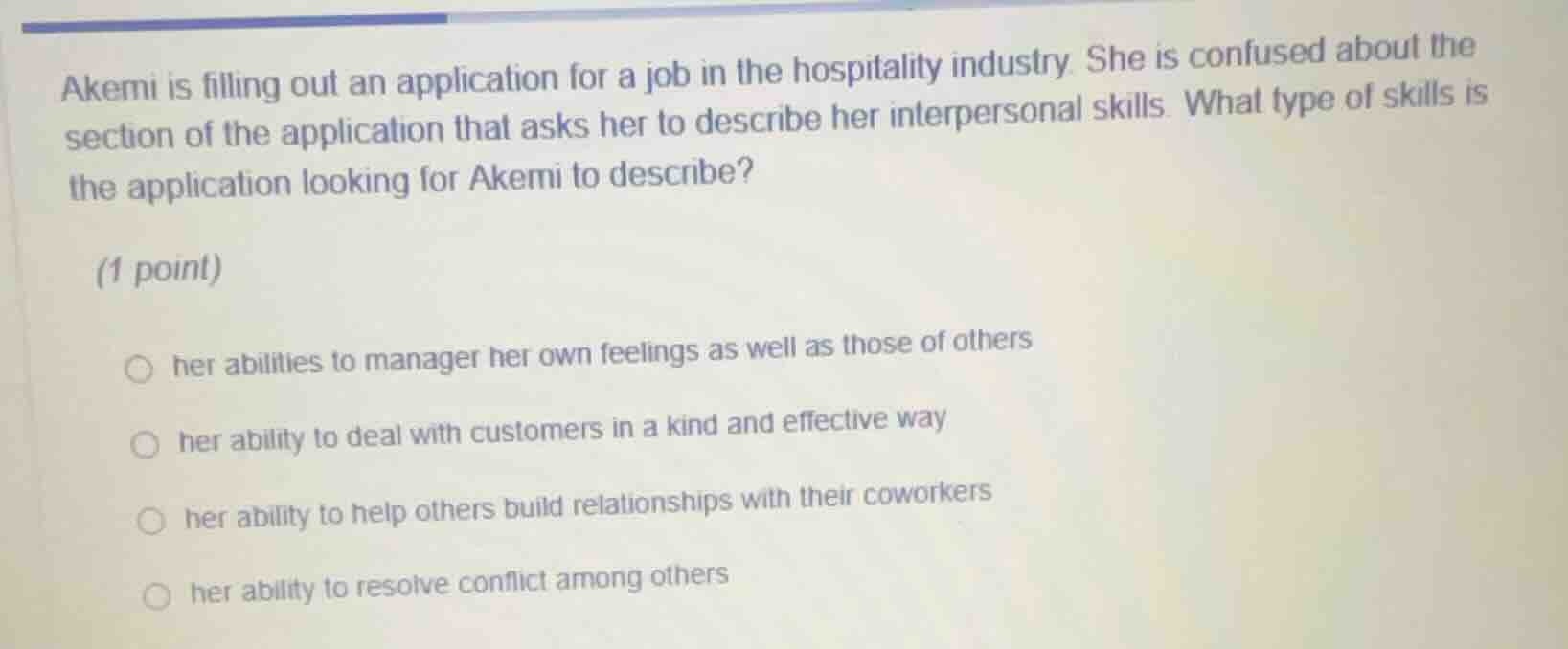akemi is filling out an application for a job in the hospitality indust…