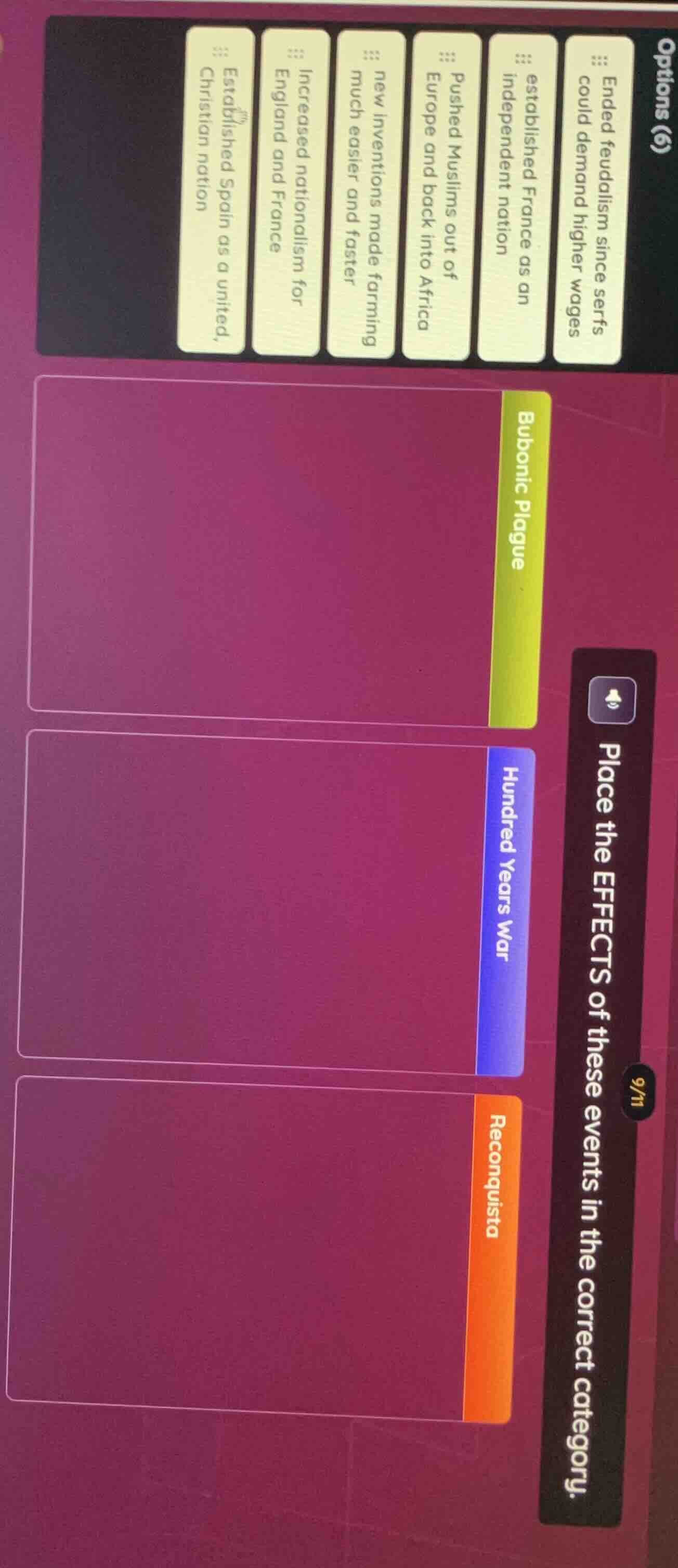 place the effects of these events in the correct category. 9/11 bubonic…