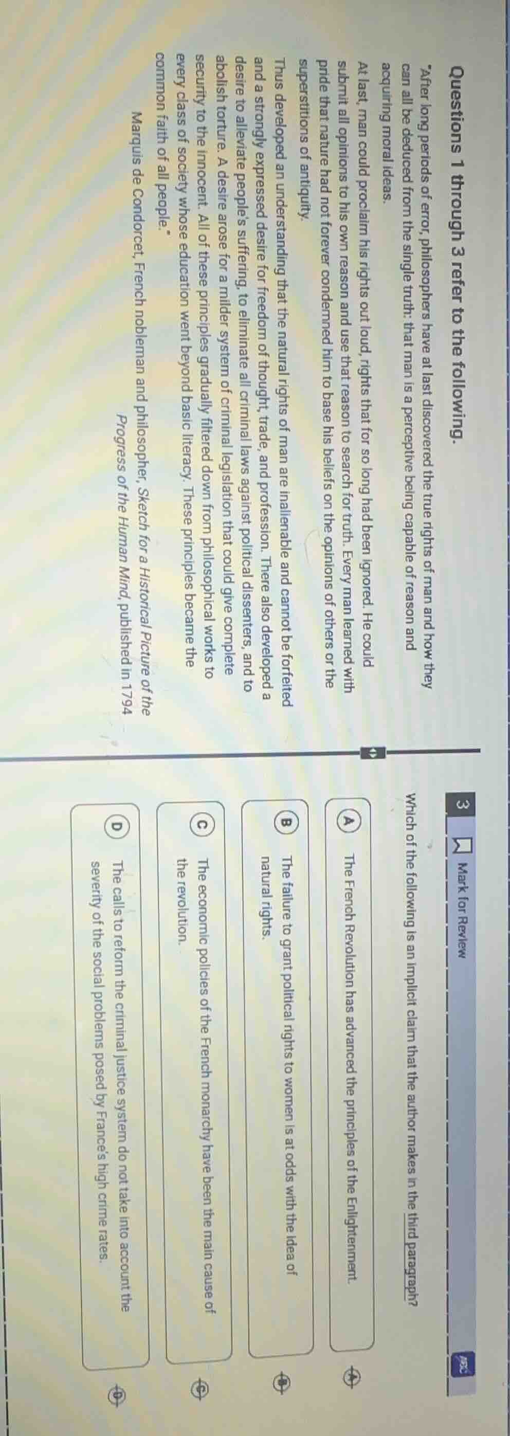 questions 1 through 3 refer to the following.\after long periods of err…