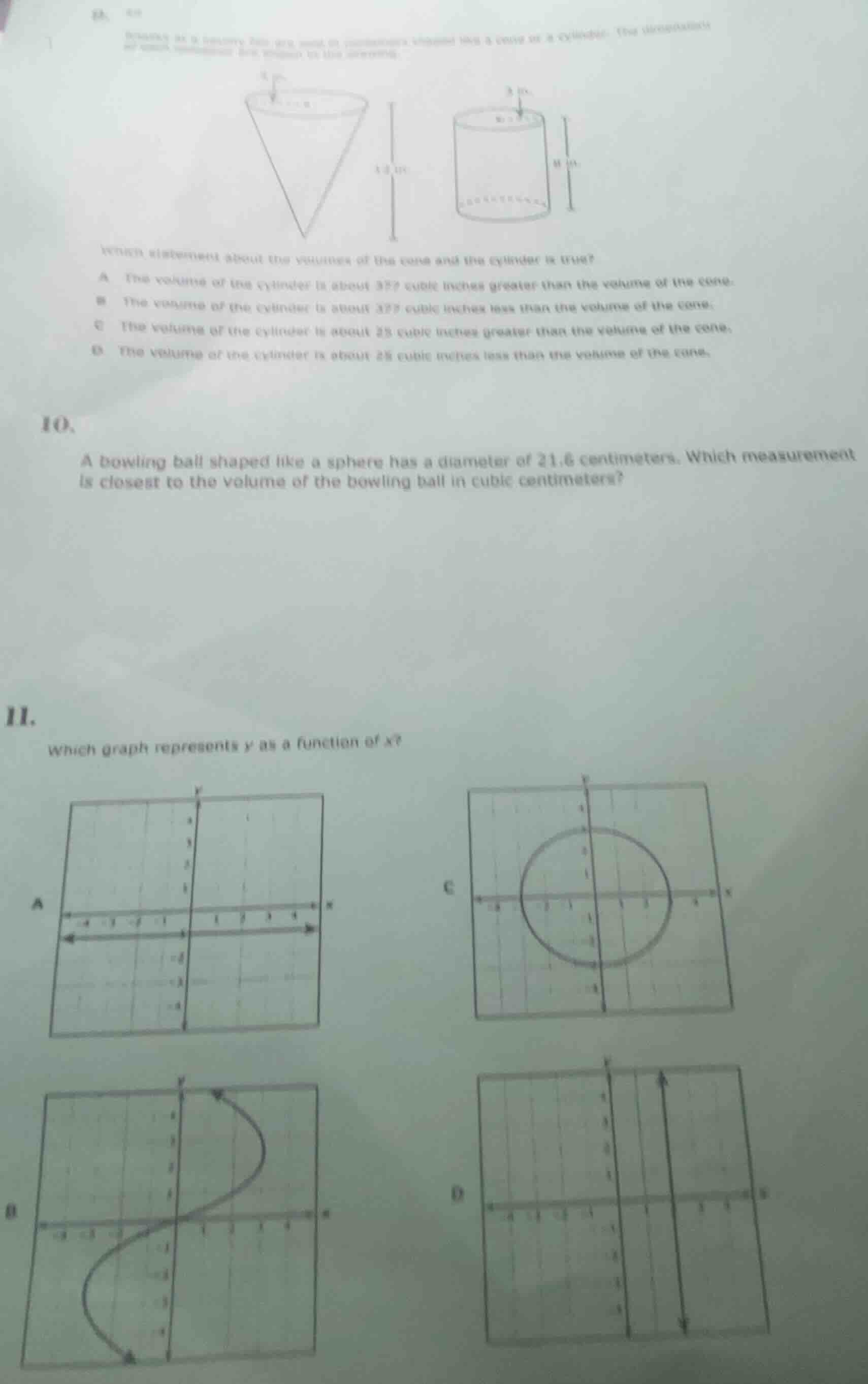 which statement about the volumes of the cone and the cylinder is true?…