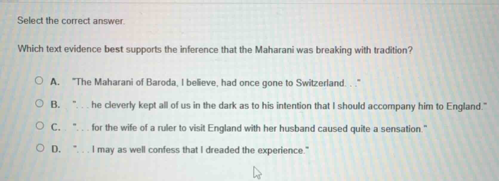 select the correct answer. which text evidence best supports the infere…