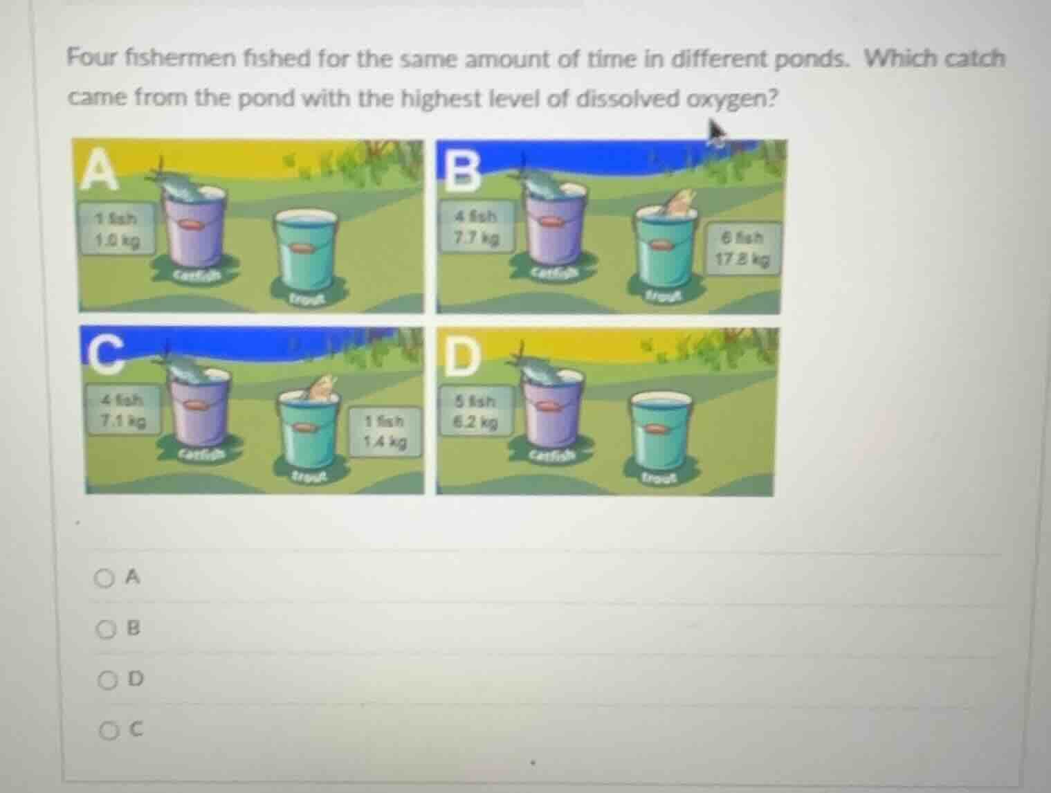 four fishermen fished for the same amount of time in different ponds. w…