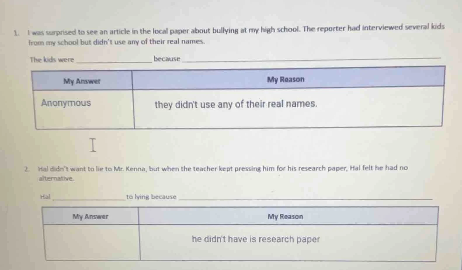 1. i was surprised to see an article in the local paper about bullying …