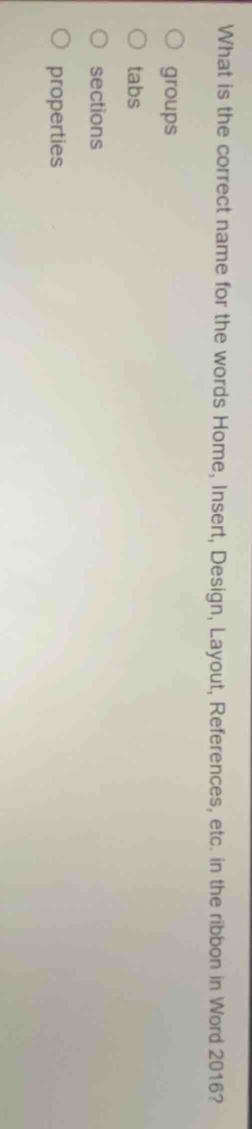 what is the correct name for the words home, insert, design, layout, re…