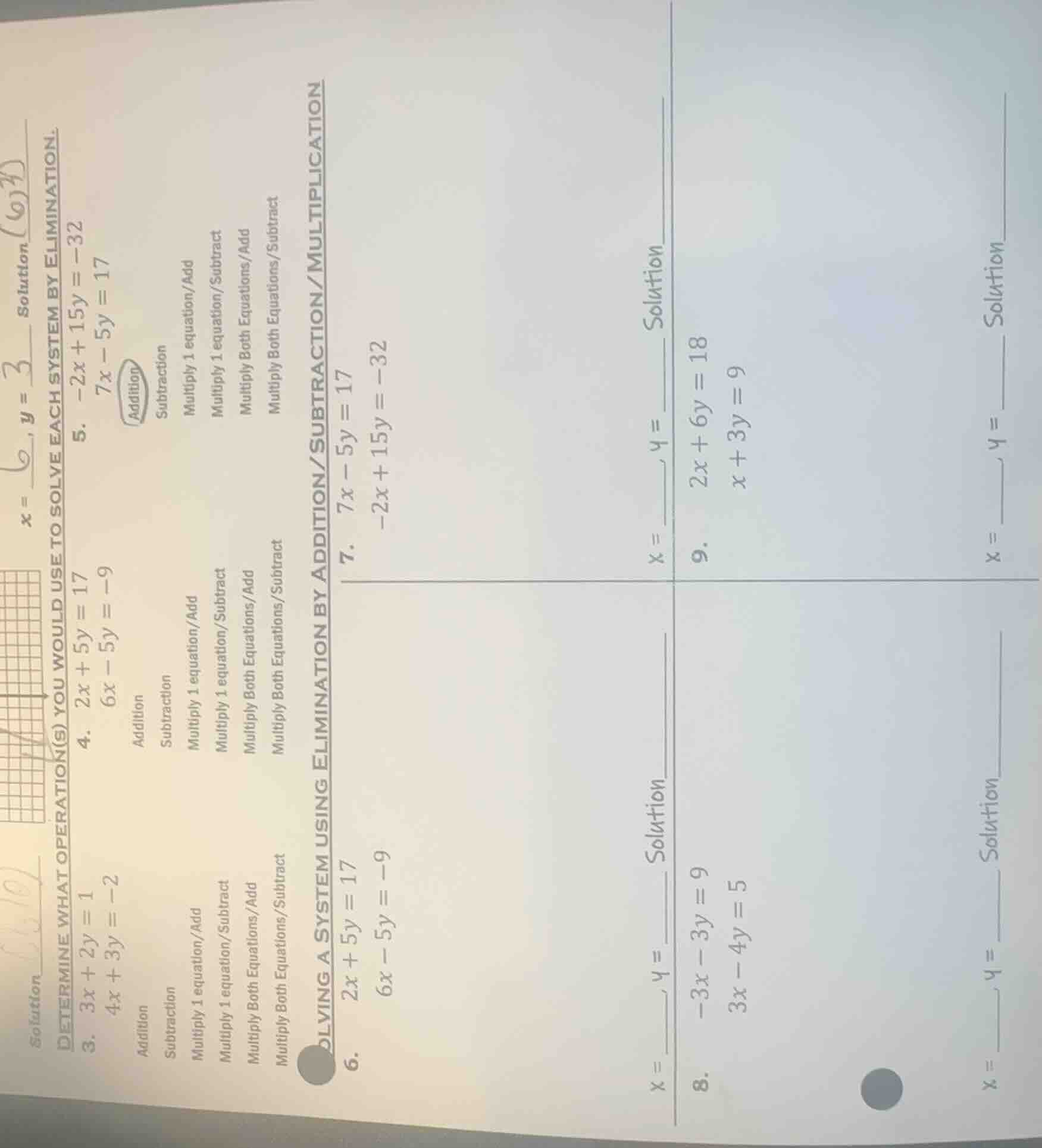solution $x = \\underline{\\quad\\quad}$, $y = \\underline{\\quad\\quad…