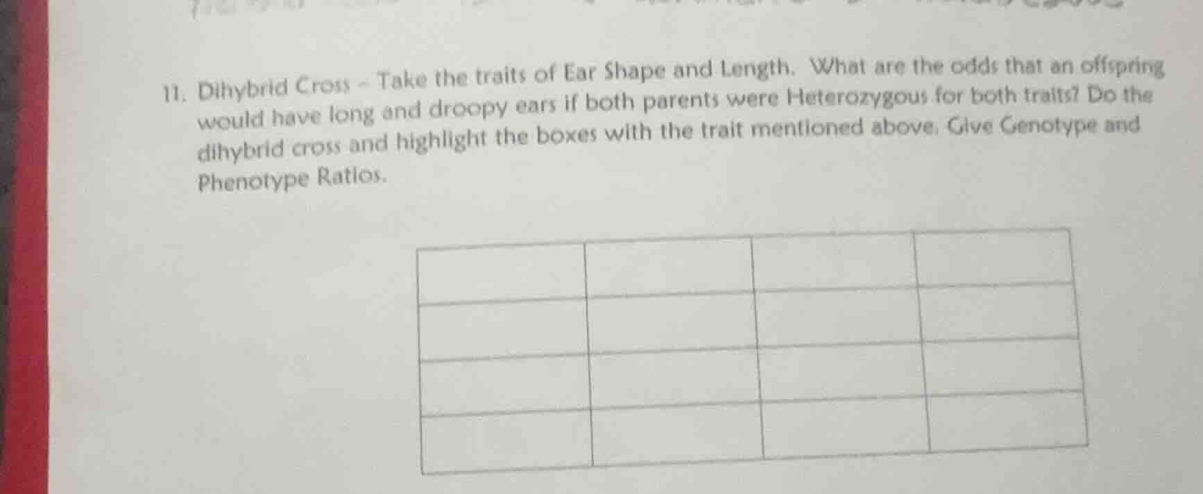 11. dihybrid cross - take the traits of ear shape and length. what are …