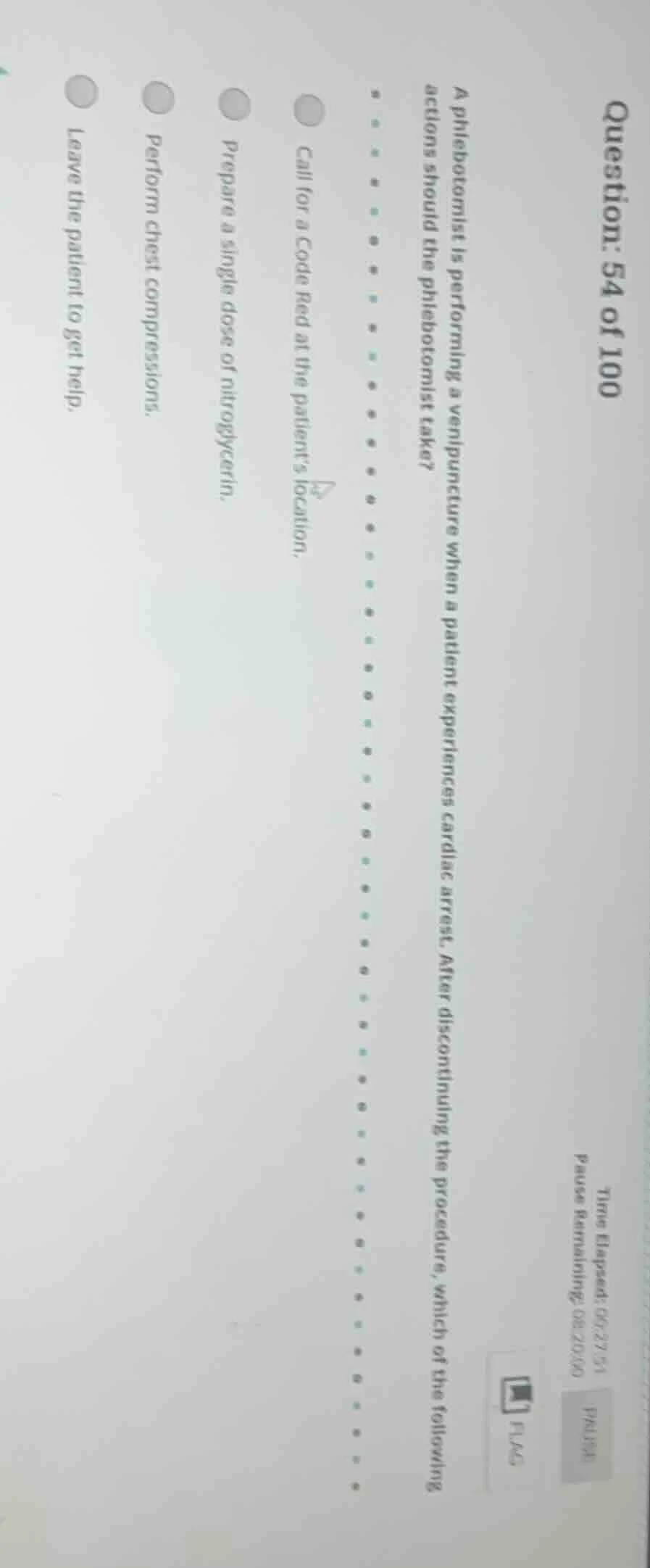 question: 54 of 100 time elapsed: 00:27:51 pause pause remaining: 08:20…