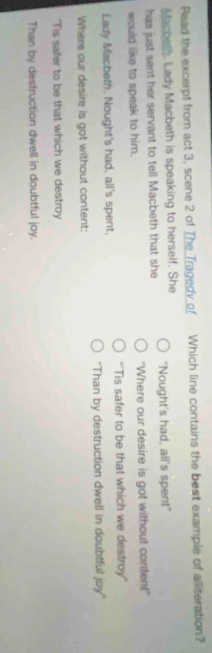 read the excerpt from act 3, scene 2 of the tragedy of macbeth. lady ma…