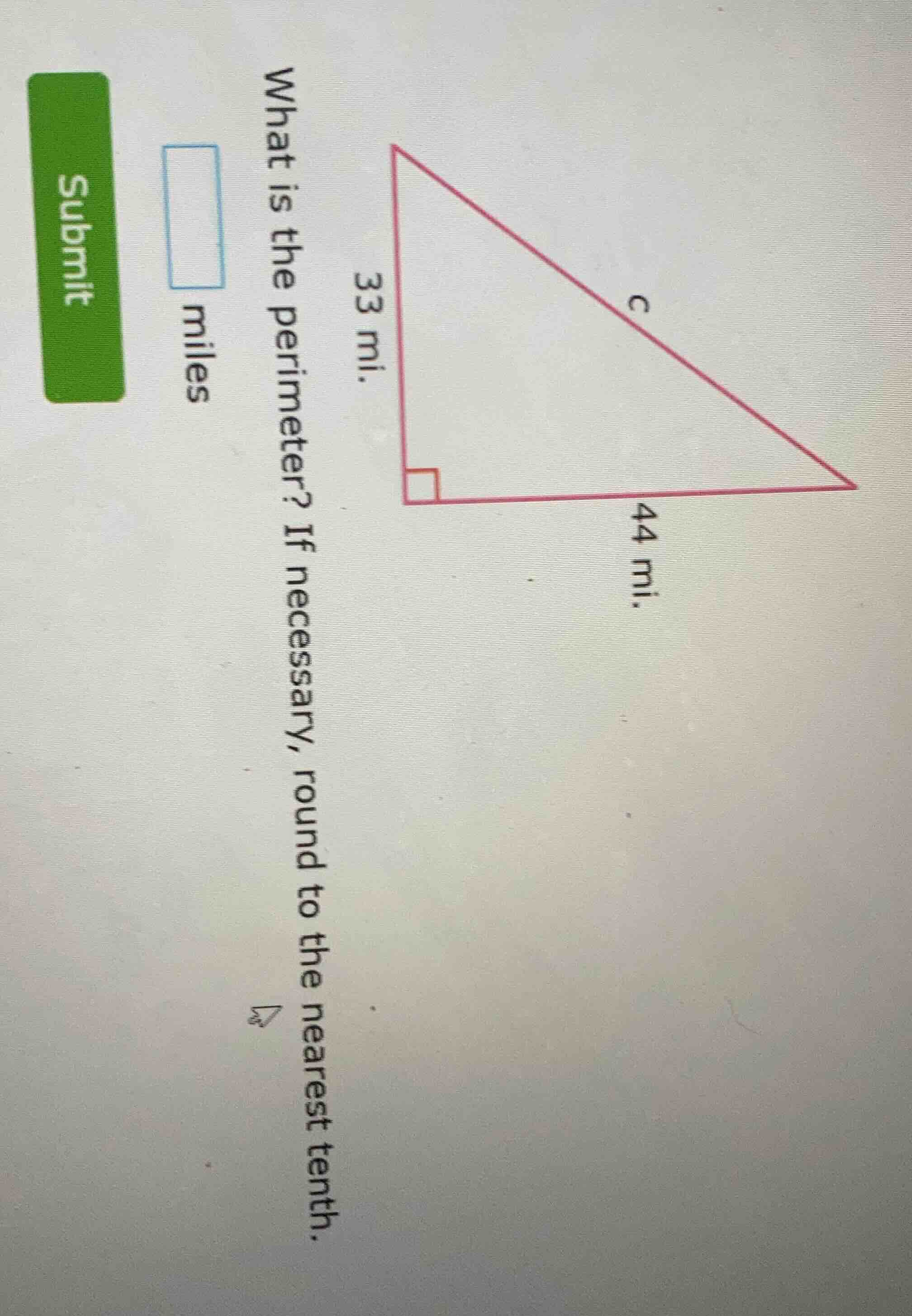 what is the perimeter? if necessary, round to the nearest tenth. □ mile…