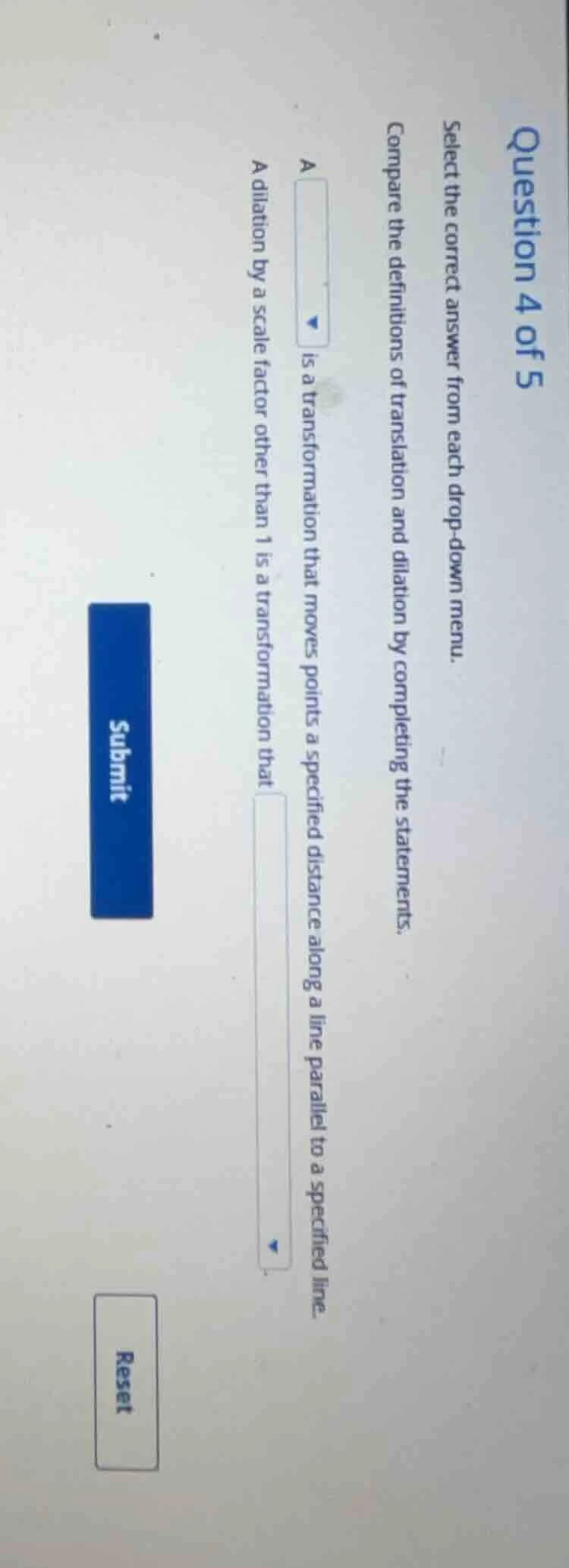 question 4 of 5 select the correct answer from each drop-down menu. com…