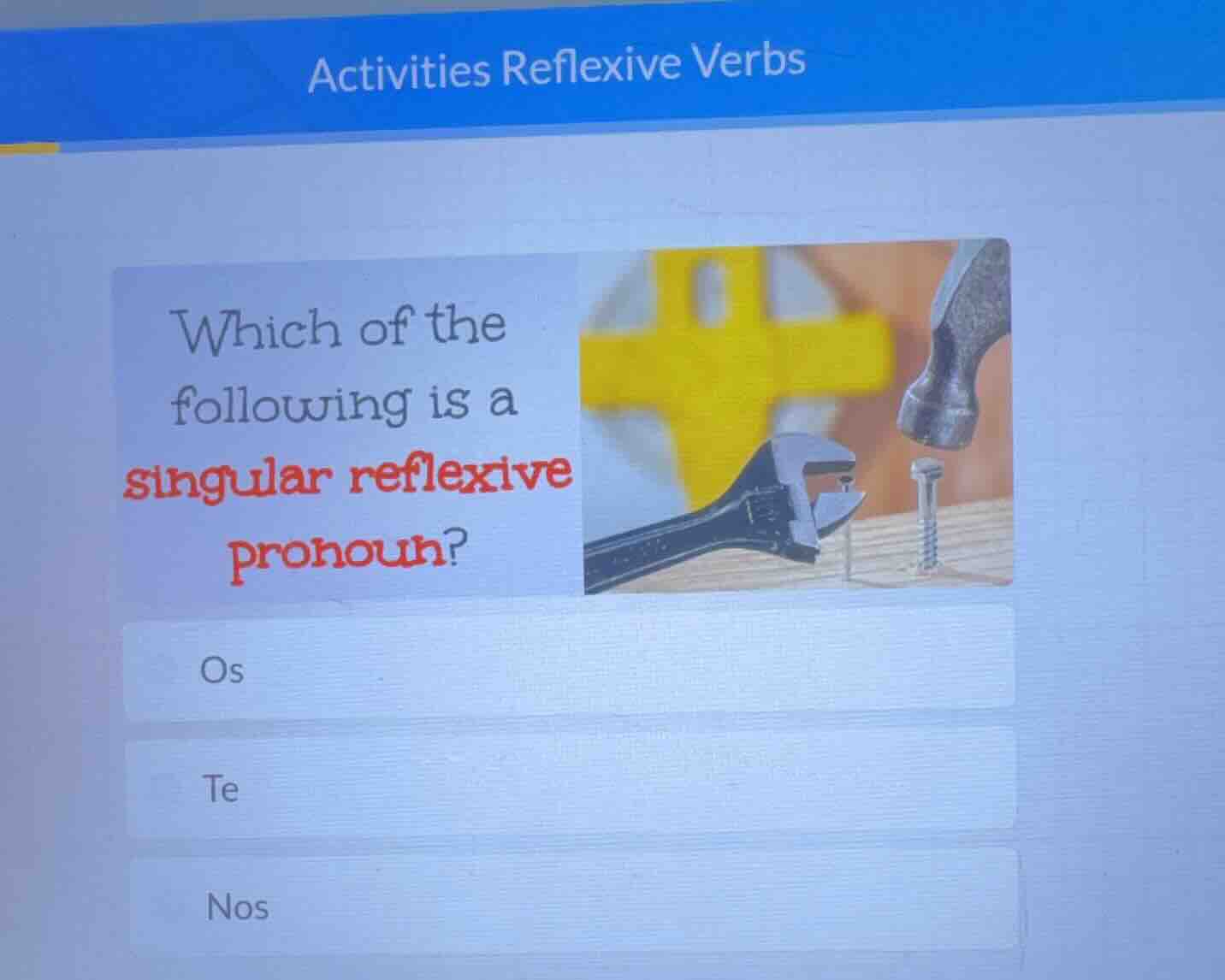 activities reflexive verbs which of the following is a singular reflexi…