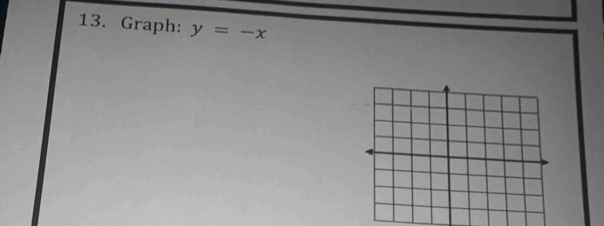 13. graph: $y = -x$