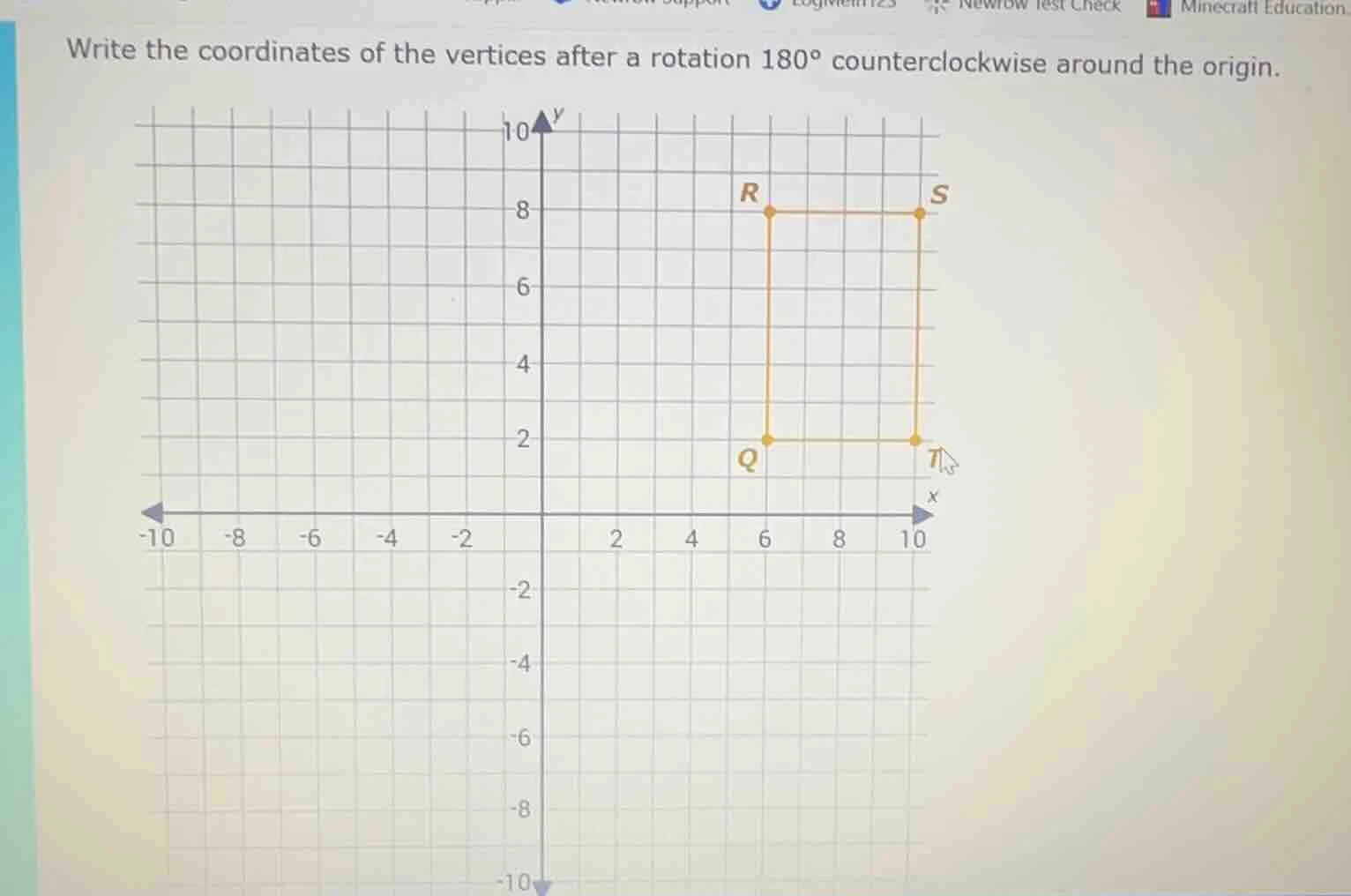 write the coordinates of the vertices after a rotation $180^{\\circ}$ c…