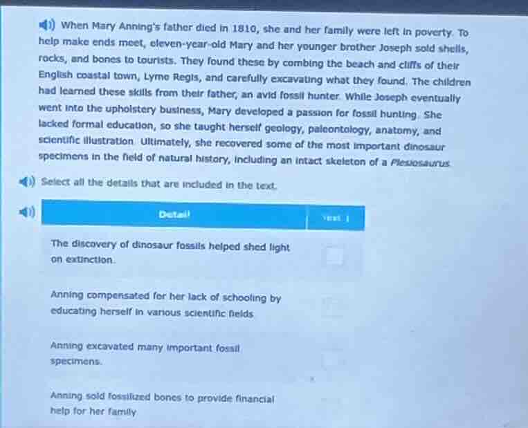1) when mary annings father died in 1810, she and her family were left …